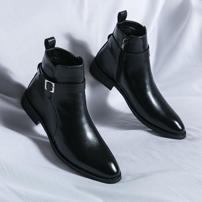 The Franciacorta Men’s Leather Ankle Boots with Side Zip & Non Slip Sole — 5