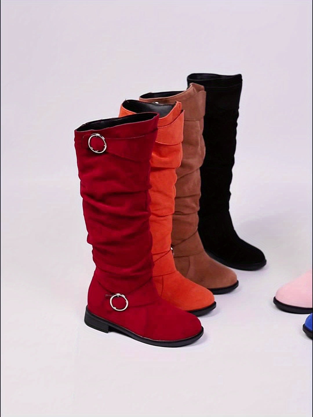 Bottes Classiques pour Femmes à Double Boucle, Design Plissé, Semelle Épaisse Confortable et Chaude, Doublure en Peluche, Souples et Polyvalentes, Chaussures pour Femmes — 17