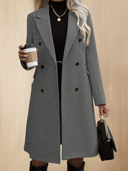 Manteau Trench Double Boutonnage Couleur Unie Femme — 1