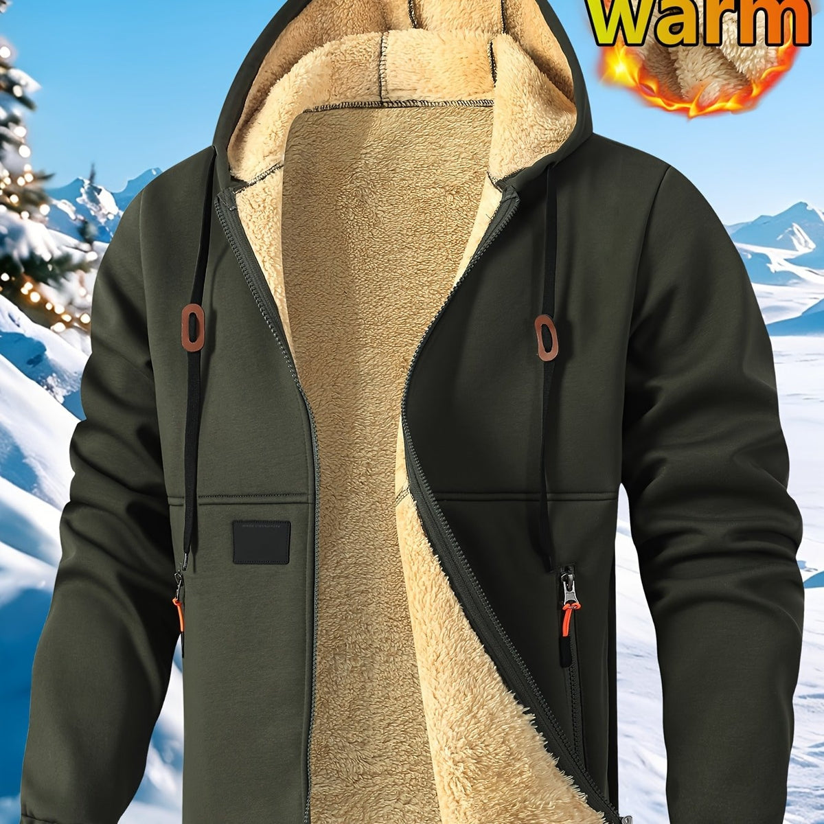Cardigan à capuche pour homme en polaire épaisse, sweat à capuche chaud et tendance en polaire, sweat à capuche ample et confortable avec cordon de serrage, vêtements d'automne et d'hiver pour hommes, sweat à capuche décontracté pour homme avec poches zip — 14