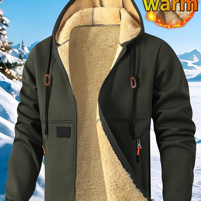 Cardigan à capuche pour homme en polaire épaisse, sweat à capuche chaud et tendance en polaire, sweat à capuche ample et confortable avec cordon de serrage, vêtements d'automne et d'hiver pour hommes, sweat à capuche décontracté pour homme avec poches zip — 14
