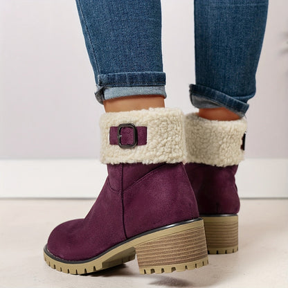 Nouvelles Bottes Montantes Noires 2025, Bottes Courtes Décontractées et Tendance pour Femmes, Bottes à Fermeture Éclair à Bout Rond pour Femmes, Chaudes et Épaisses pour l'Extérieur, Chaussures pour Femmes — 14