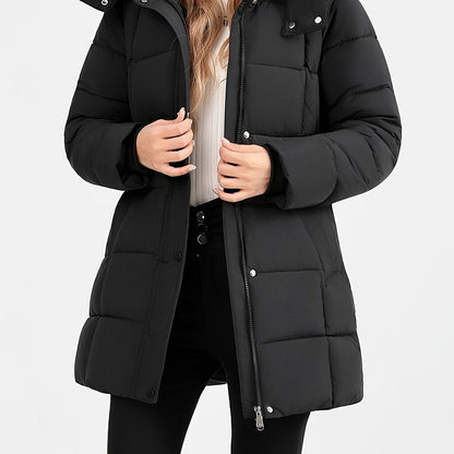 Nouveau manteau d'hiver rembourré pour femmes, mode élégant, coupe slim, idéal pour le bureau, les trajets quotidiens, cadeau de Noël, veste avec grande capuche côtelée - Vêtement d'extérieur rembourré — 11
