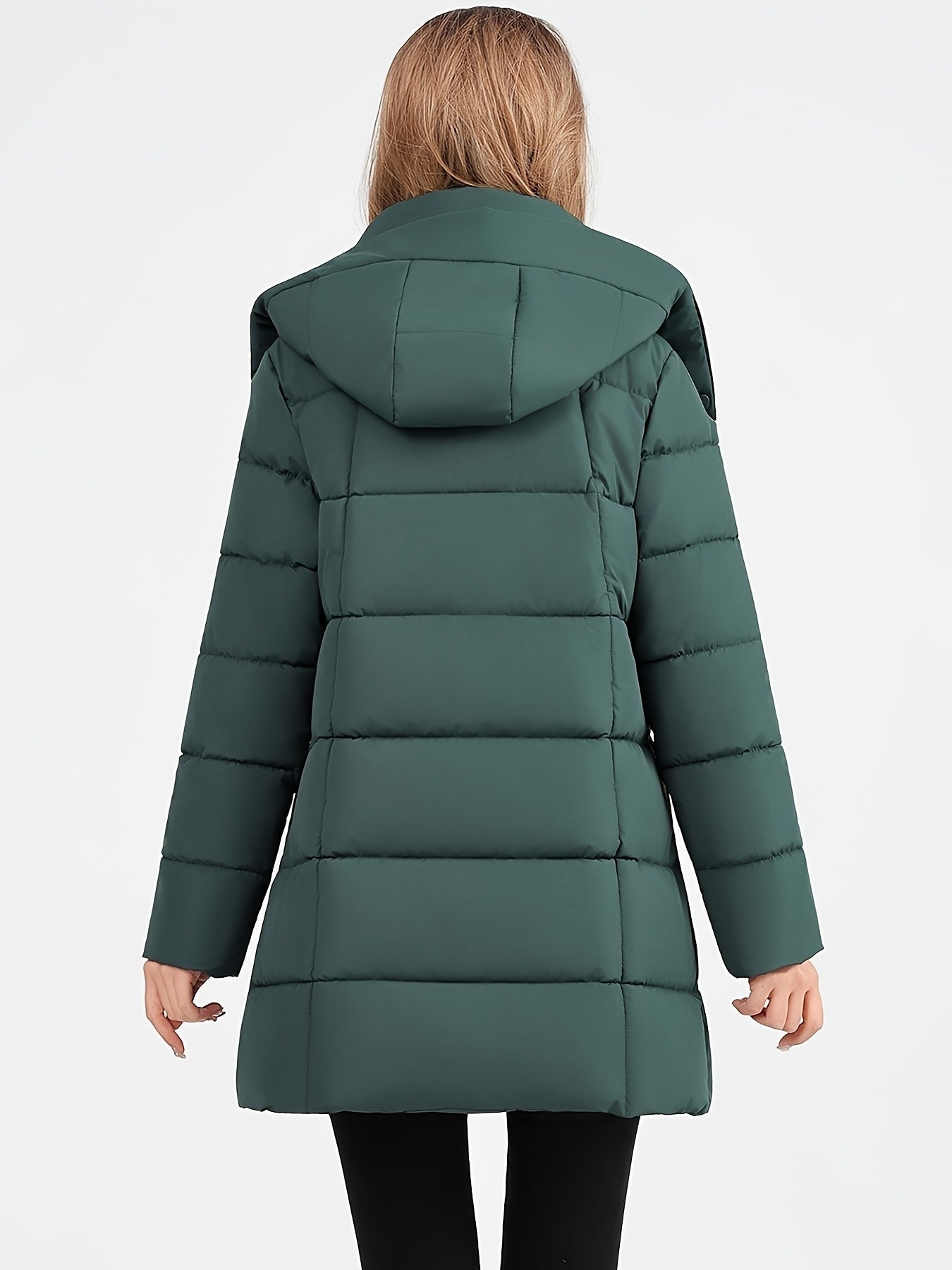 Nouveau manteau d'hiver rembourré pour femmes, mode élégant, coupe slim, idéal pour le bureau, les trajets quotidiens, cadeau de Noël, veste avec grande capuche côtelée - Vêtement d'extérieur rembourré — 7