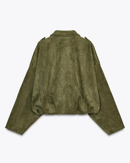 Dames Leren Jas Suede Oversized Warm — 12