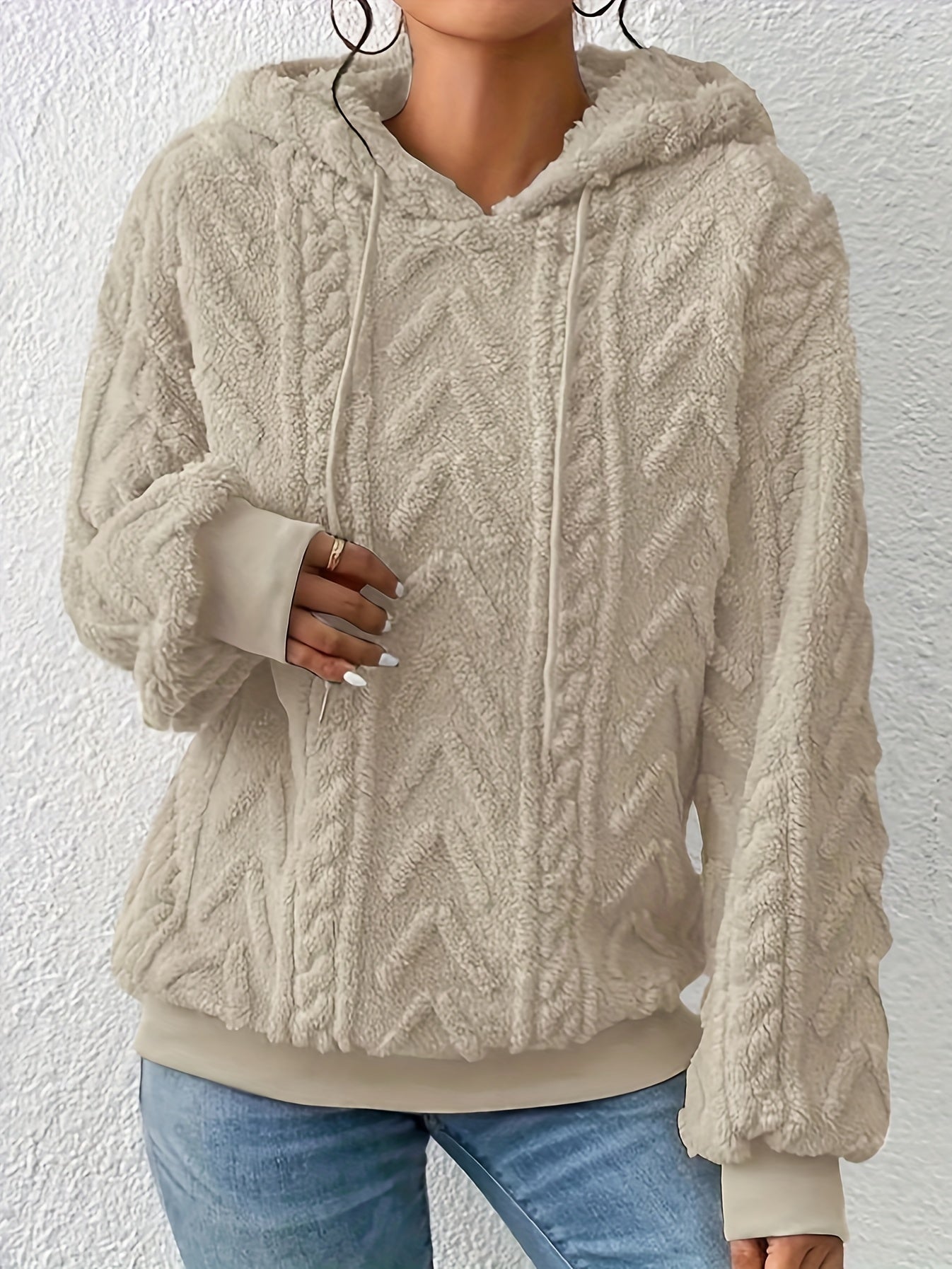 Sweat à capuche décontracté pour femme, nouvelle collection automne-hiver 2025, doublé polaire confortable, couleur unie — 8