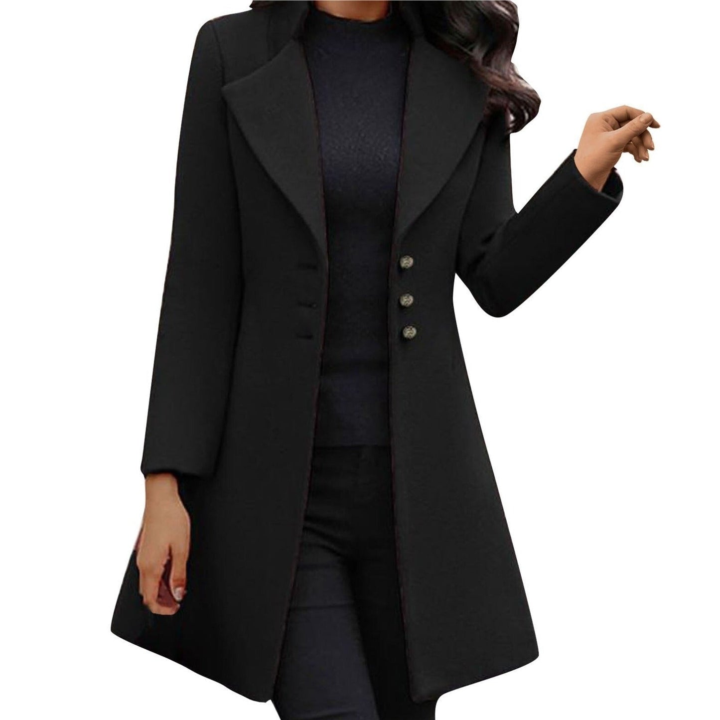 Eliza | Manteau Évasé à Revers et Boutons Dorés pour Femme
