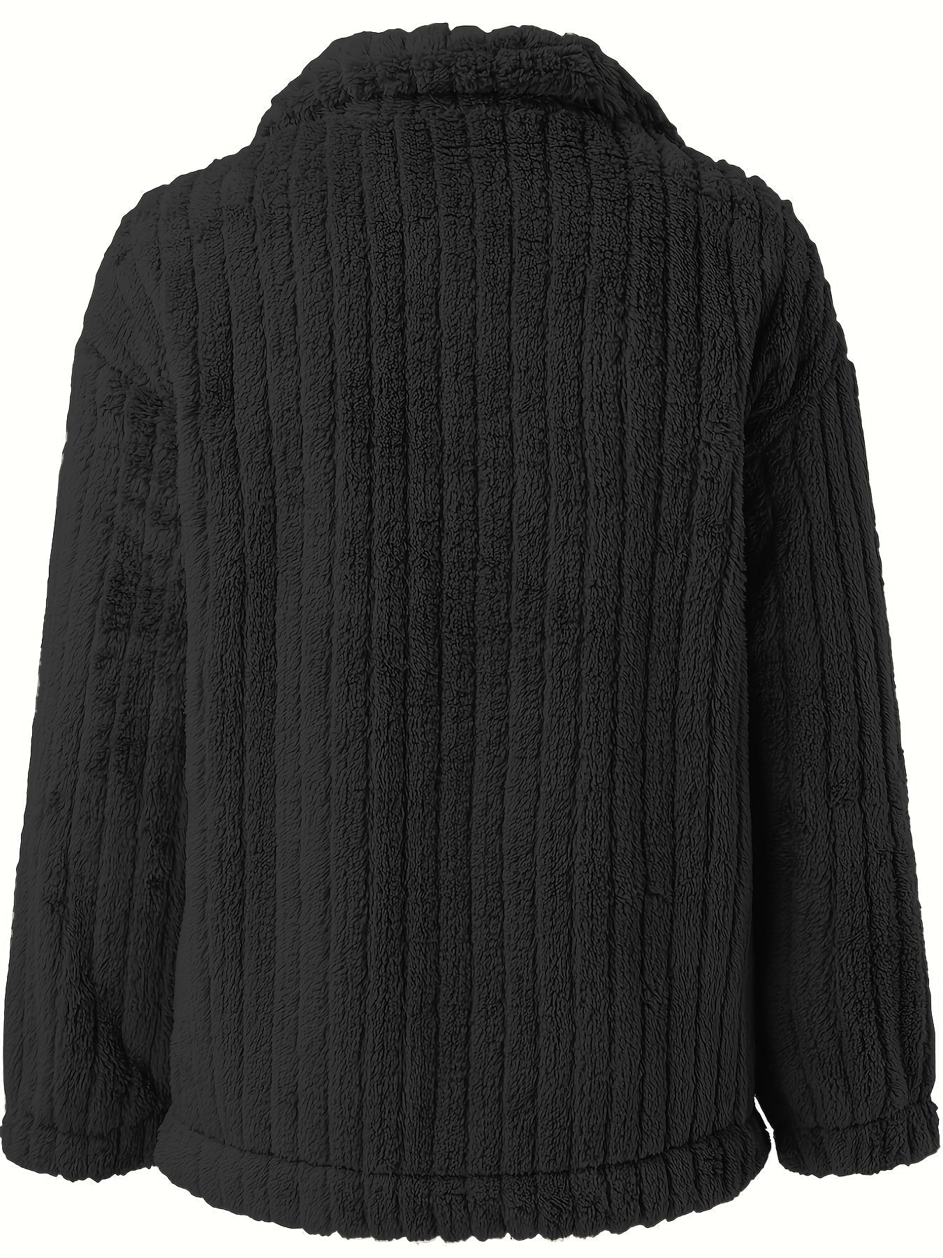 Veste décontractée à col retourné et manches longues en teddy pour femme — 8