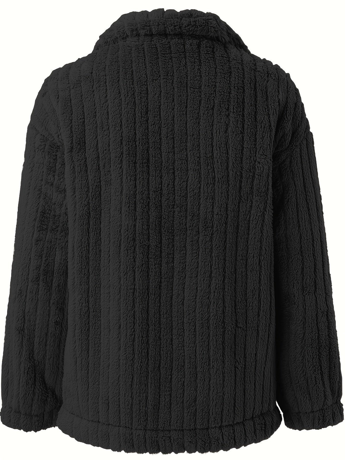 Veste décontractée à col retourné et manches longues en teddy pour femme — 8