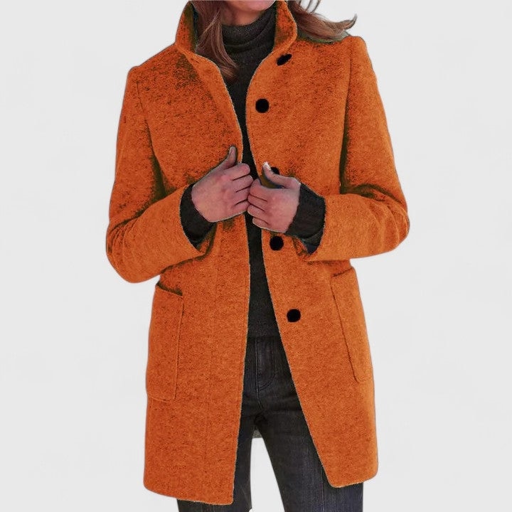 Camille | Manteau Mi-Long Cintré à Col Chemise pour Femme