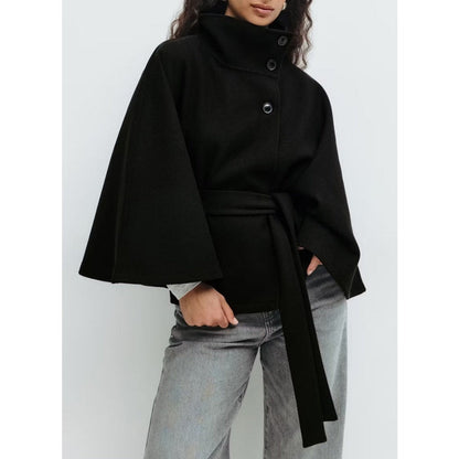 Manteau Cape à Col Haut pour Femme – Manteau d’Hiver Luxe et Élégant — 6