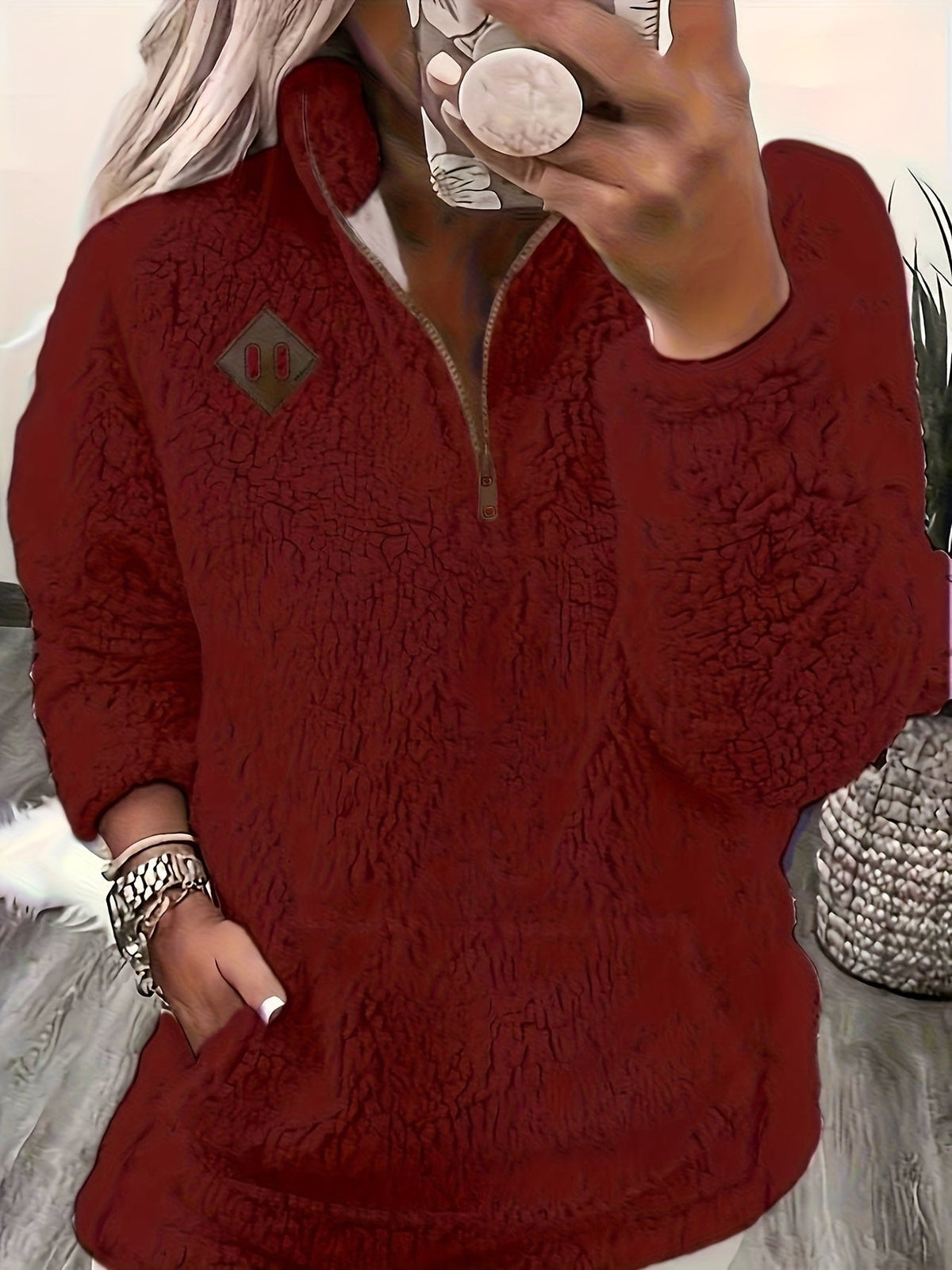 Haut sweat-shirt à la mode et élégant avec fermeture éclair et petit col montant — 3