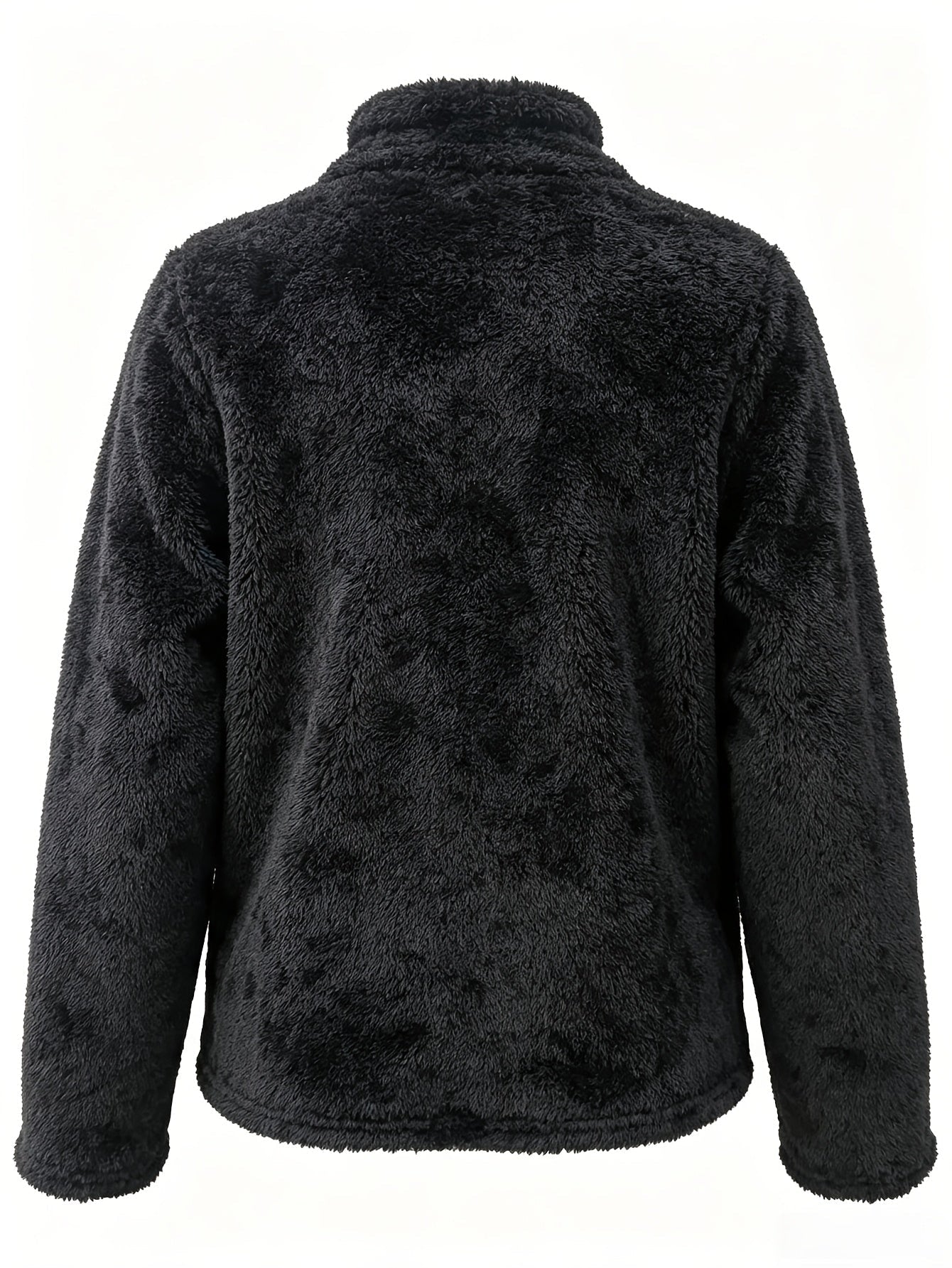 Manteau Épais en Peluche Zippé Slim pour Femmes, Vêtement d'Extérieur Chaud d'Automne à Col Rond Uni pour les Trajets et les Voyages — 10