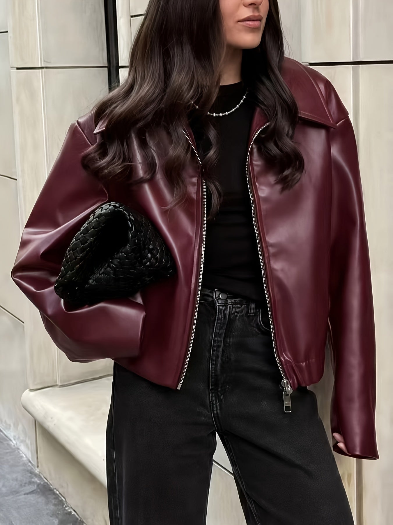 Veste en similicuir décontractée et tendance pour femmes — 7
