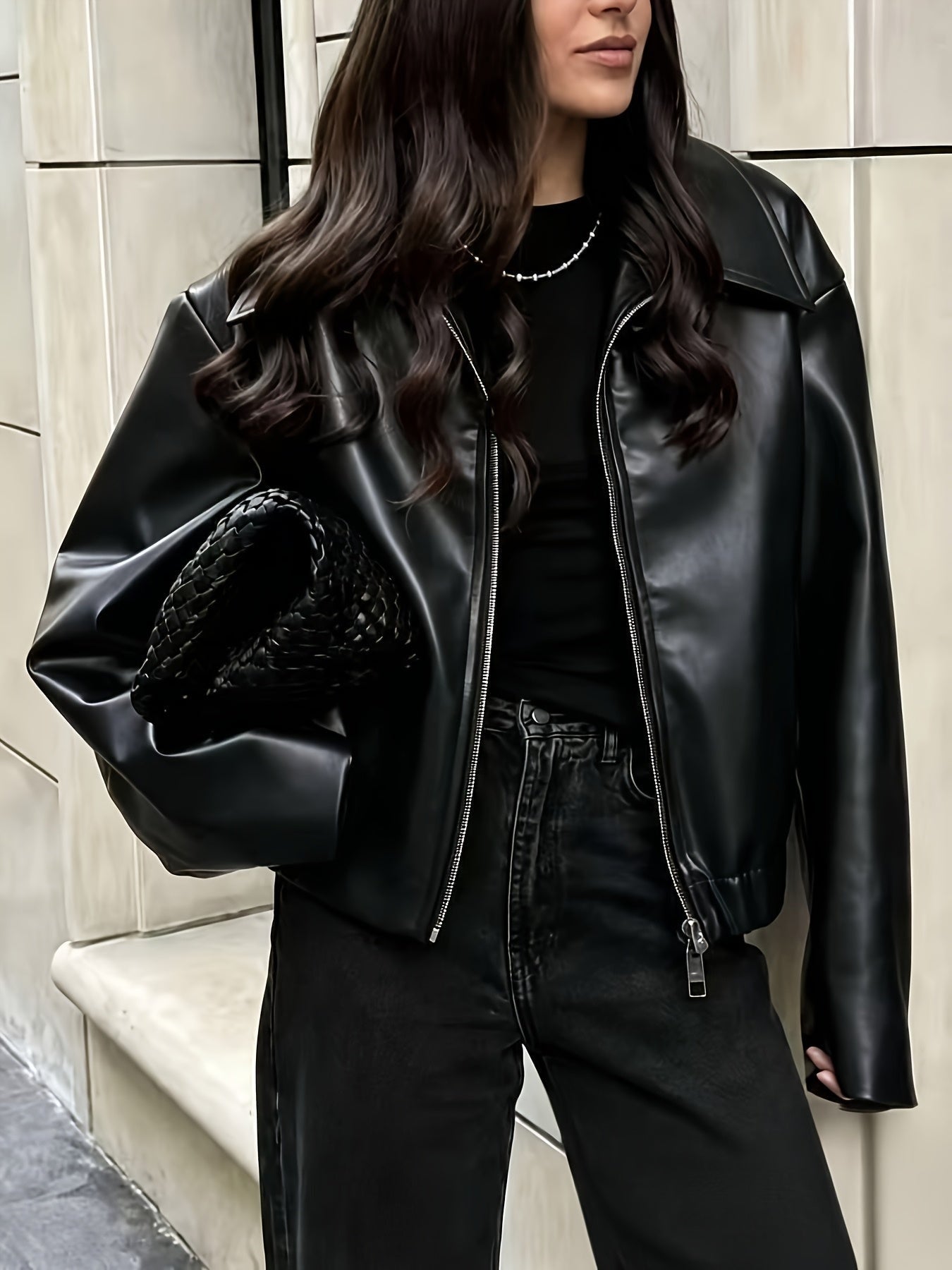 Veste en similicuir décontractée et tendance pour femmes — 8