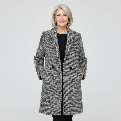 Céline | Manteau à Carreaux Mi-Long à Revers pour Femme