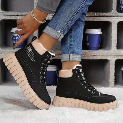 Bottes Montantes Hiver pour Femmes avec Doublure, Semelle Épaisse, Baskets Confortables et Décontractées, Chaussures pour Femmes — 10