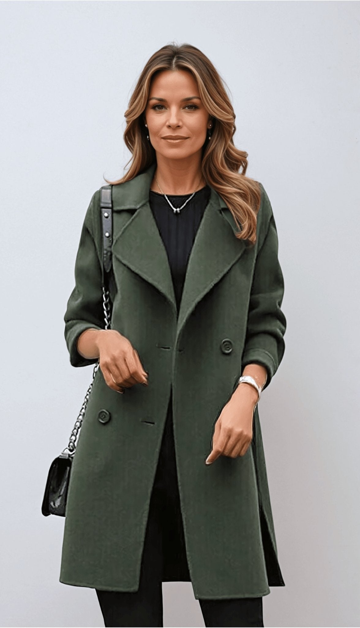 Christy | Manteau mi-long à double boutonnage pour femmes — 1