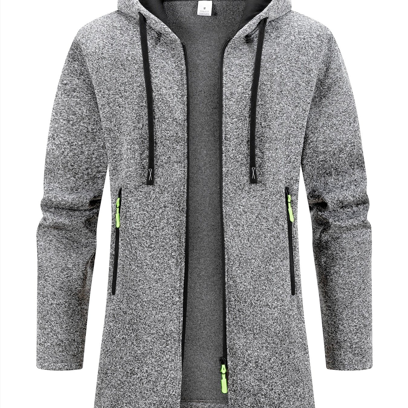 Trench long chaud doublé pour homme, automne/hiver, veste coupe ajustée, décontractée et à la mode, gris, tendance et polyvalente, haut doux et confortable, manches longues, col montant à fermeture éclair en tricot pour homme, couleur unie, pour les rasse — 16