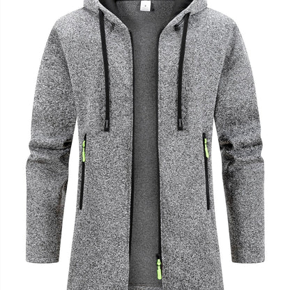 Trench long chaud doublé pour homme, automne/hiver, veste coupe ajustée, décontractée et à la mode, gris, tendance et polyvalente, haut doux et confortable, manches longues, col montant à fermeture éclair en tricot pour homme, couleur unie, pour les rasse — 16