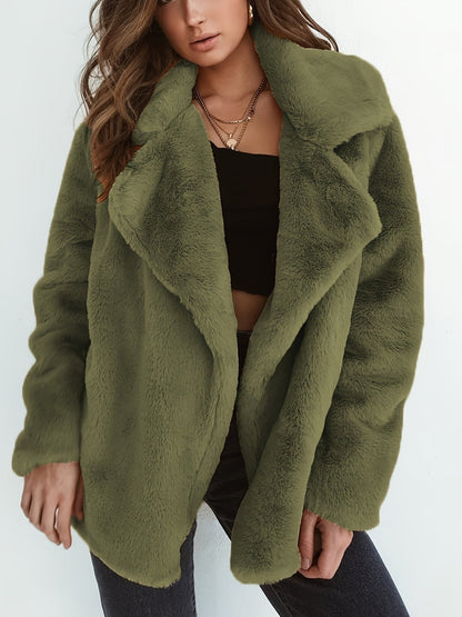 Manteau d'extérieur chaud à manches longues pour femmes, col à revers, mode automne-hiver — 4