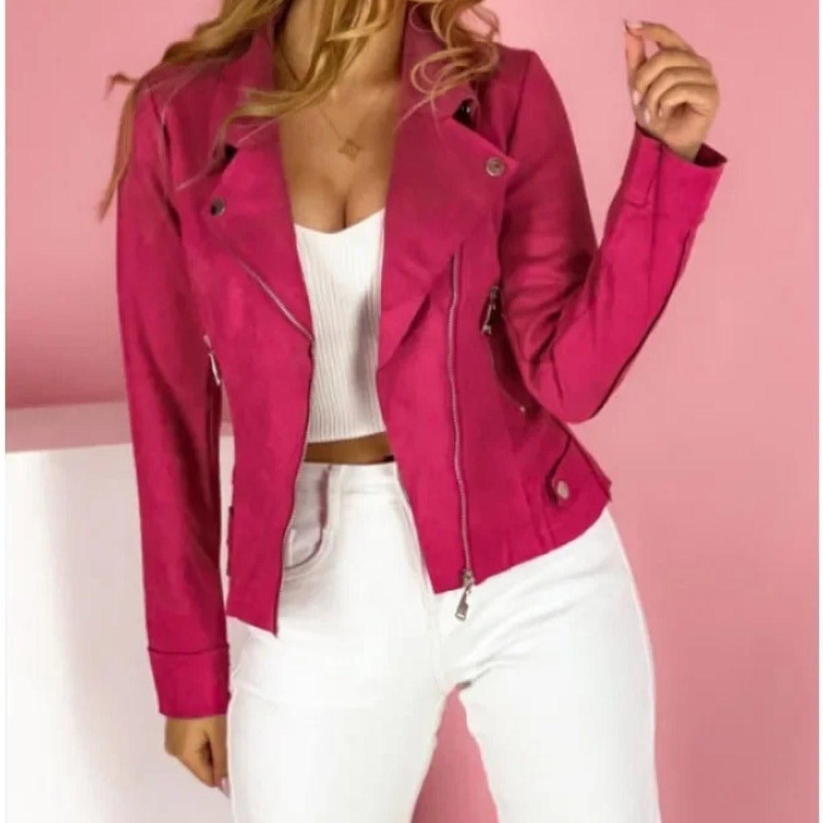 Candela | Chaqueta biker para mujer de polipiel con solapas — 6