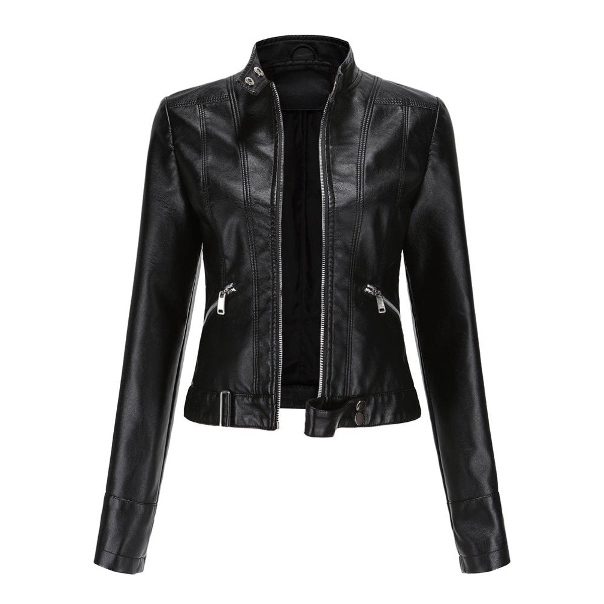 Amalia | Veste courte en simili cuir pour femme avec fermeture éclair — 2