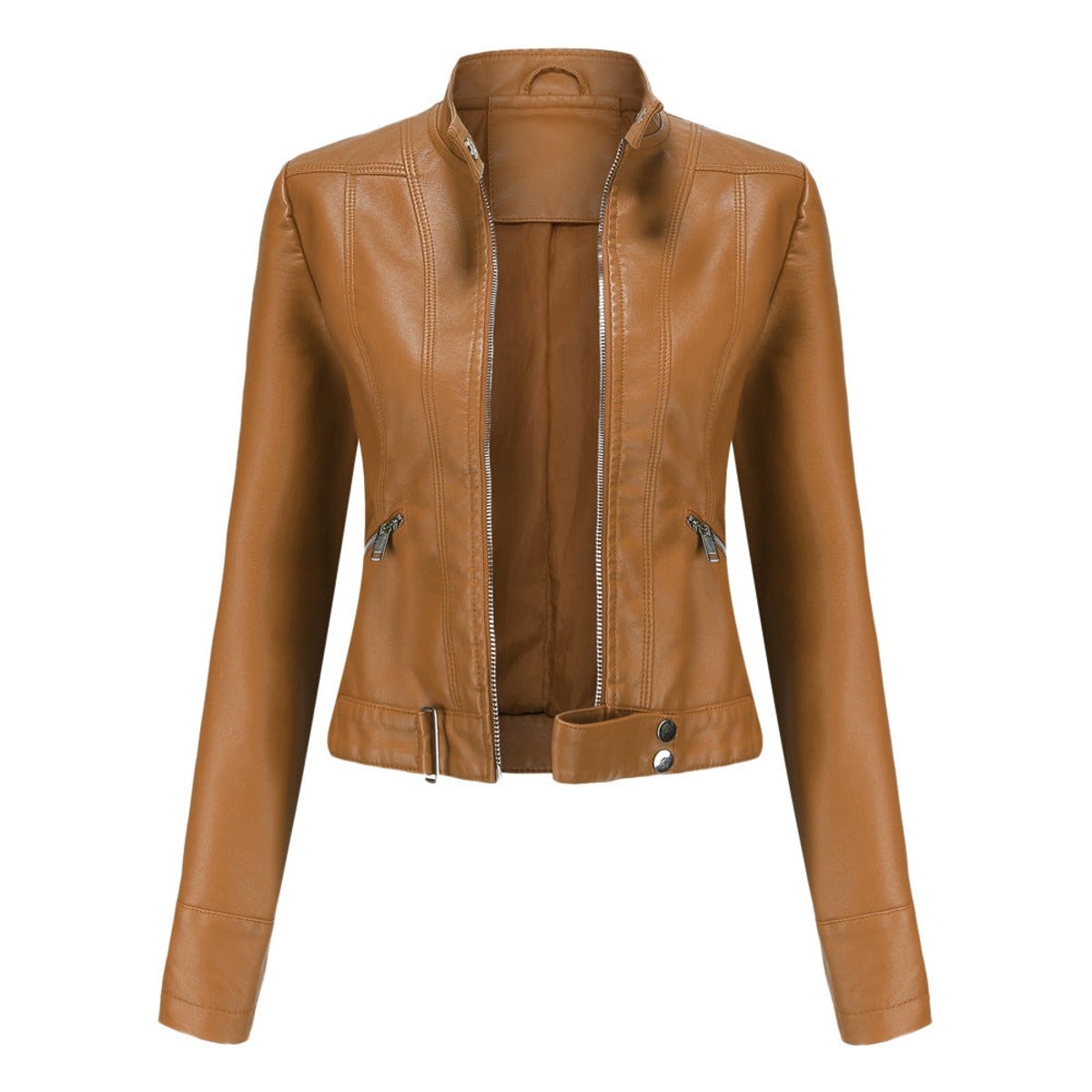 Amalia | Veste courte en simili cuir pour femme avec fermeture éclair — 1