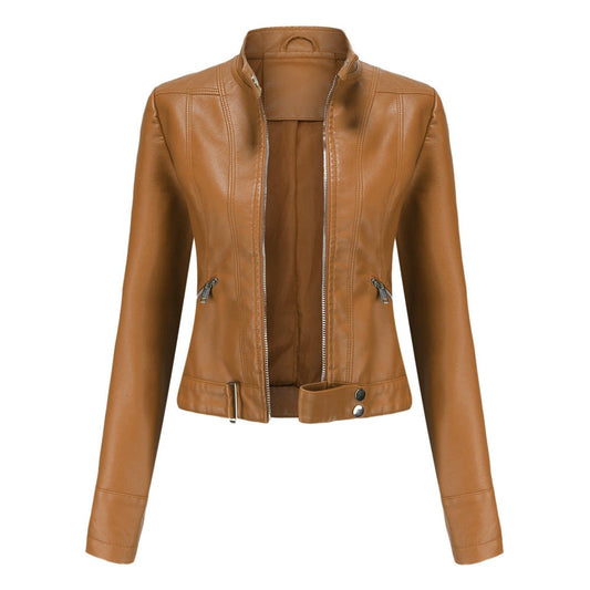 Amalia | Veste courte en simili cuir pour femme avec fermeture éclair — 1