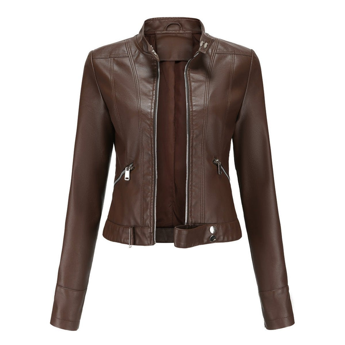 Amalia | Veste courte en simili cuir pour femme avec fermeture éclair — 3