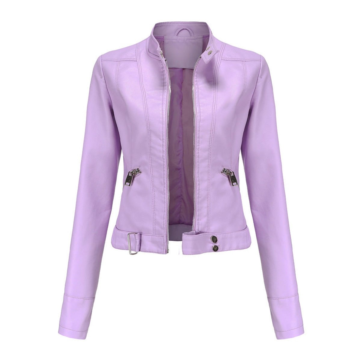 Amalia | Veste courte en simili cuir pour femme avec fermeture éclair — 4