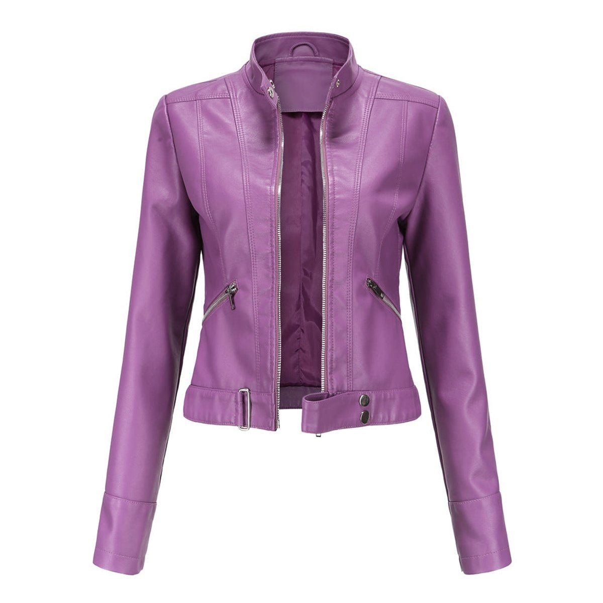Amalia | Veste courte en simili cuir pour femme avec fermeture éclair — 6