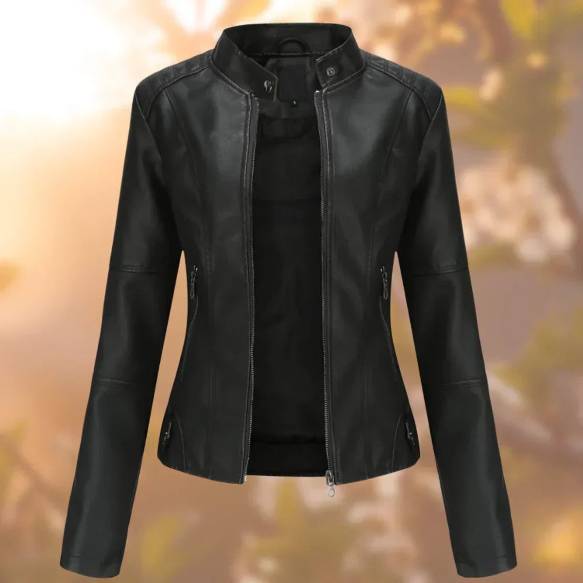 Abril | Chaqueta biker para mujer de polipiel con cremallera — 1
