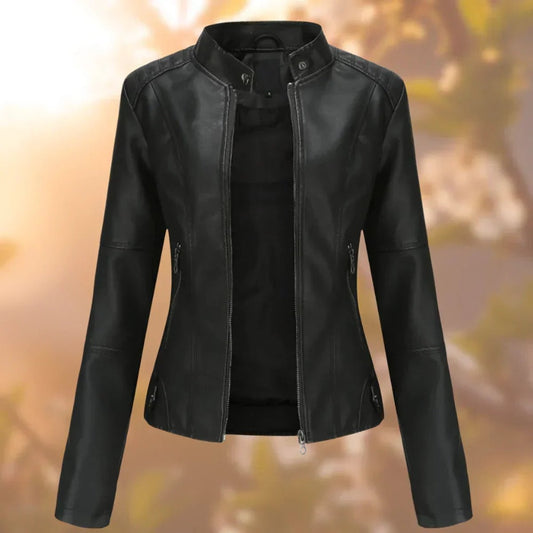 Abril | Chaqueta biker para mujer de polipiel con cremallera — 1