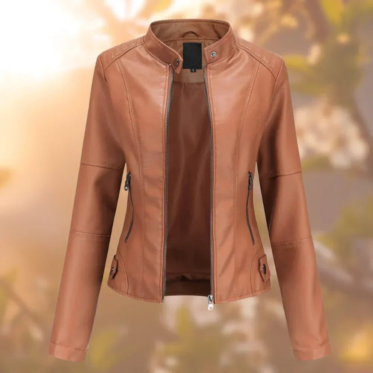 Abril | Chaqueta biker para mujer de polipiel con cremallera — 3