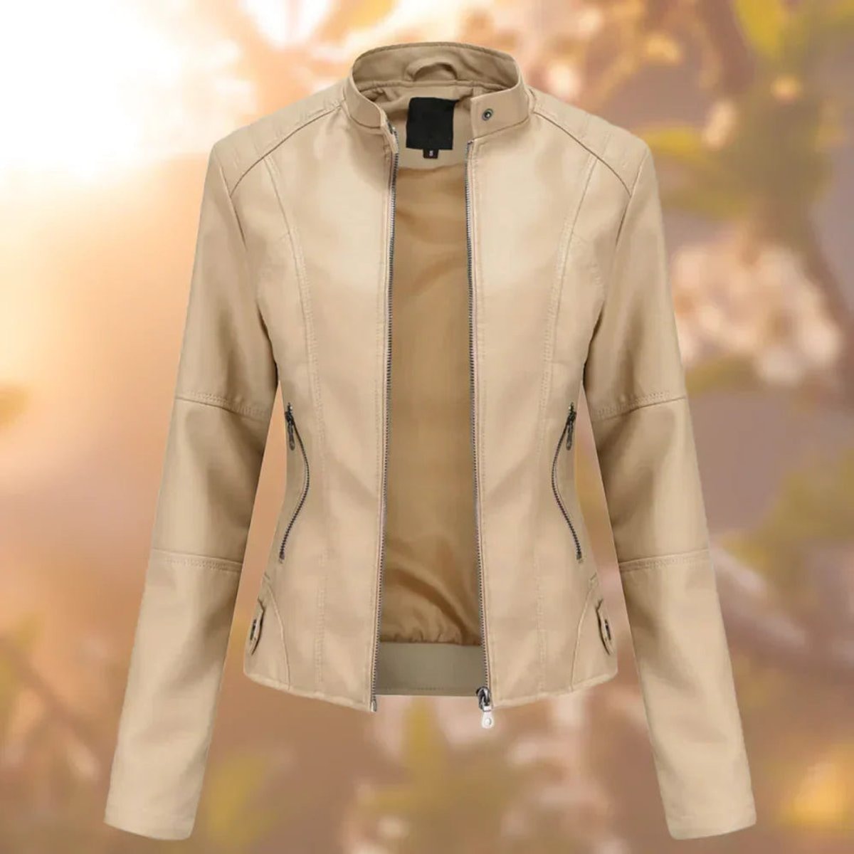 Abril | Chaqueta biker para mujer de polipiel con cremallera — 4