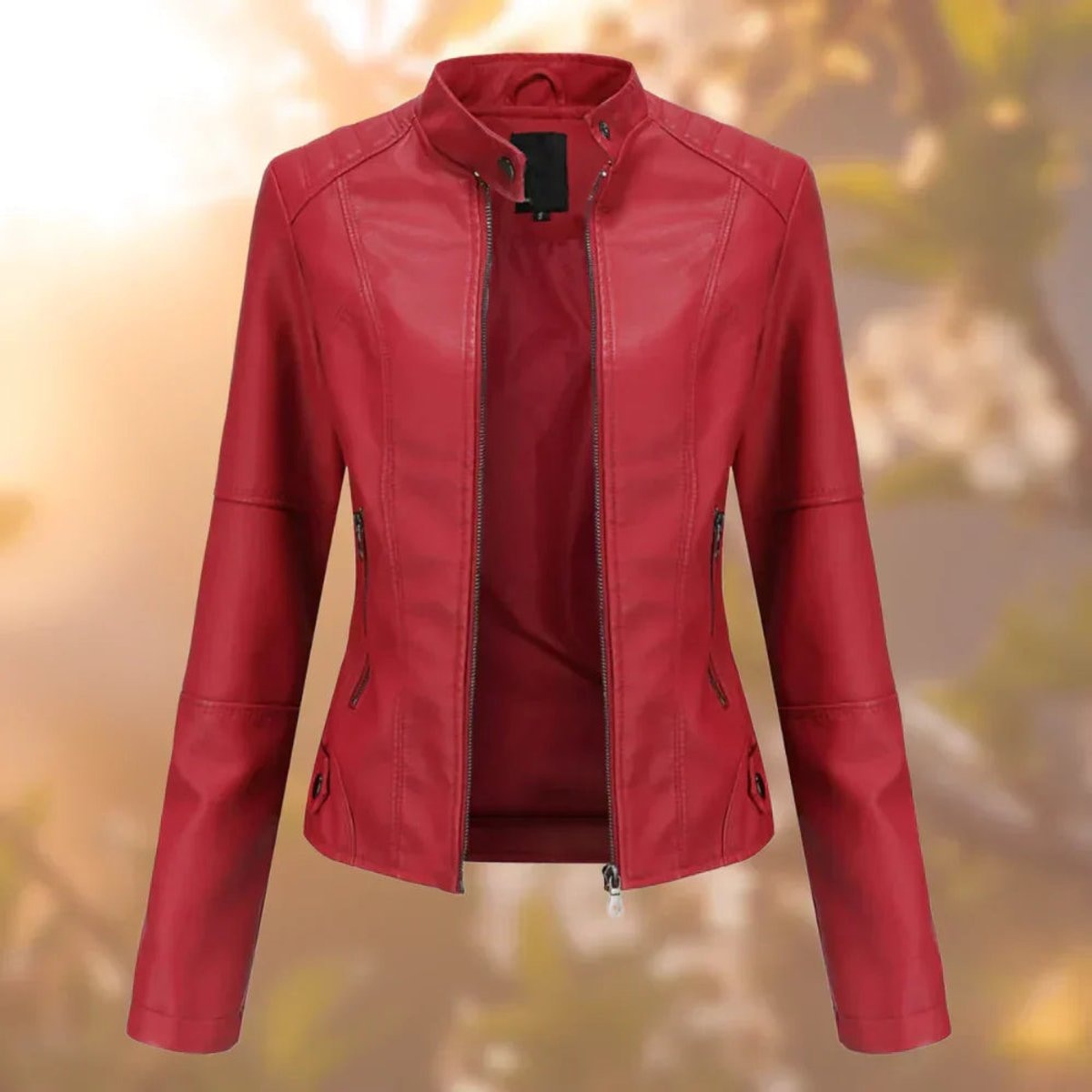 Abril | Chaqueta biker para mujer de polipiel con cremallera — 5