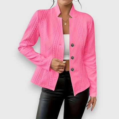 Jocelyn | Cárdigan de punto para mujer con cuello alto y botones — 14