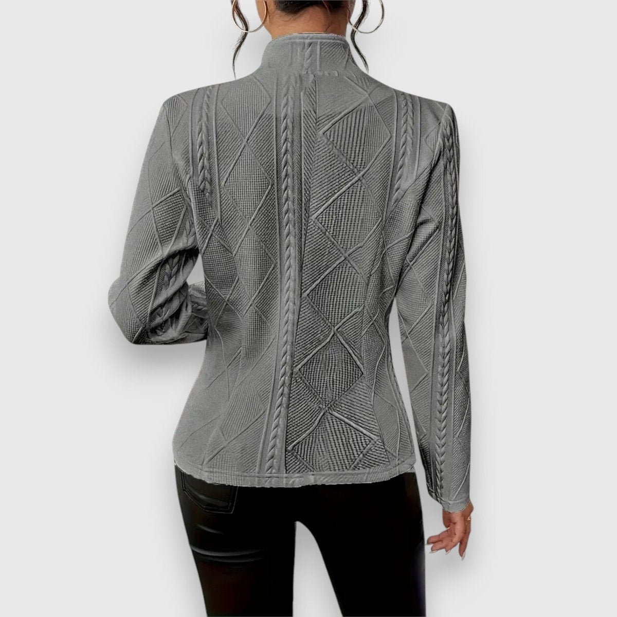 Jocelyn | Cárdigan de punto para mujer con cuello alto y botones — 2
