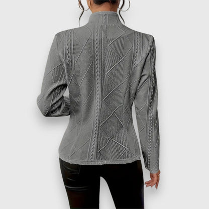Jocelyn | Cárdigan de punto para mujer con cuello alto y botones — 2