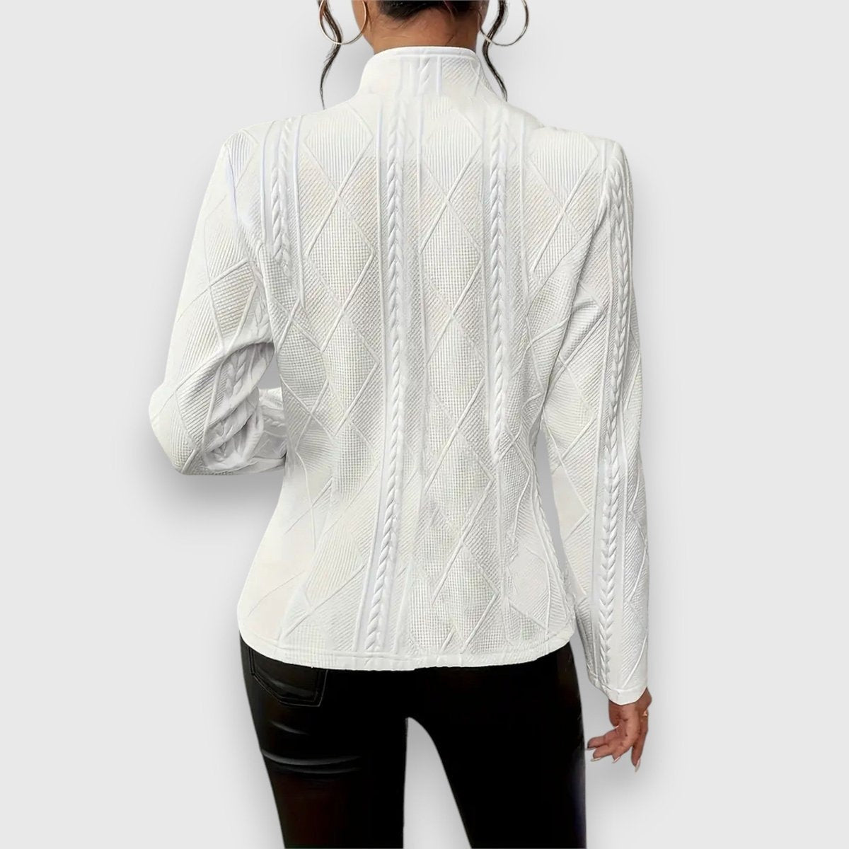 Jocelyn | Cárdigan de punto para mujer con cuello alto y botones — 4