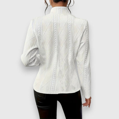 Jocelyn | Cárdigan de punto para mujer con cuello alto y botones — 4