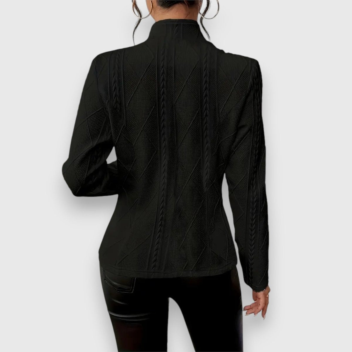 Jocelyn | Cárdigan de punto para mujer con cuello alto y botones — 5