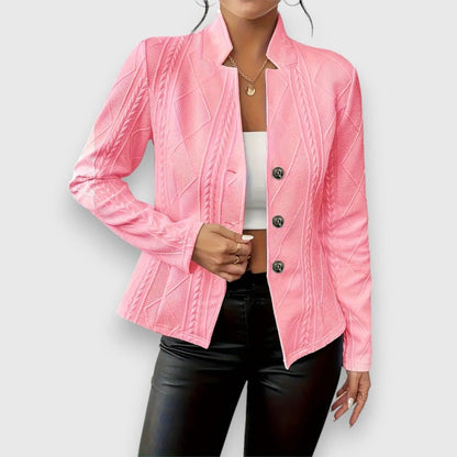 Jocelyn | Cárdigan de punto para mujer con cuello alto y botones — 7
