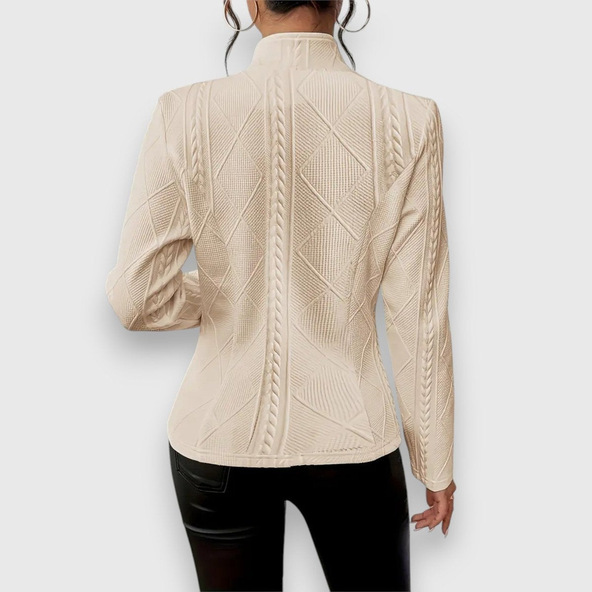Jocelyn | Cárdigan de punto para mujer con cuello alto y botones — 9