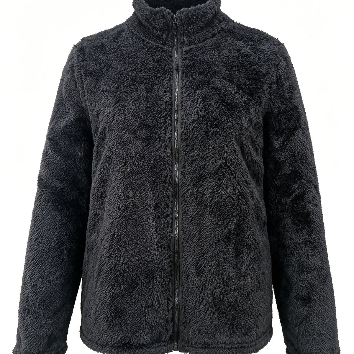 Manteau Épais en Peluche Zippé Slim pour Femmes, Vêtement d'Extérieur Chaud d'Automne à Col Rond Uni pour les Trajets et les Voyages — 12