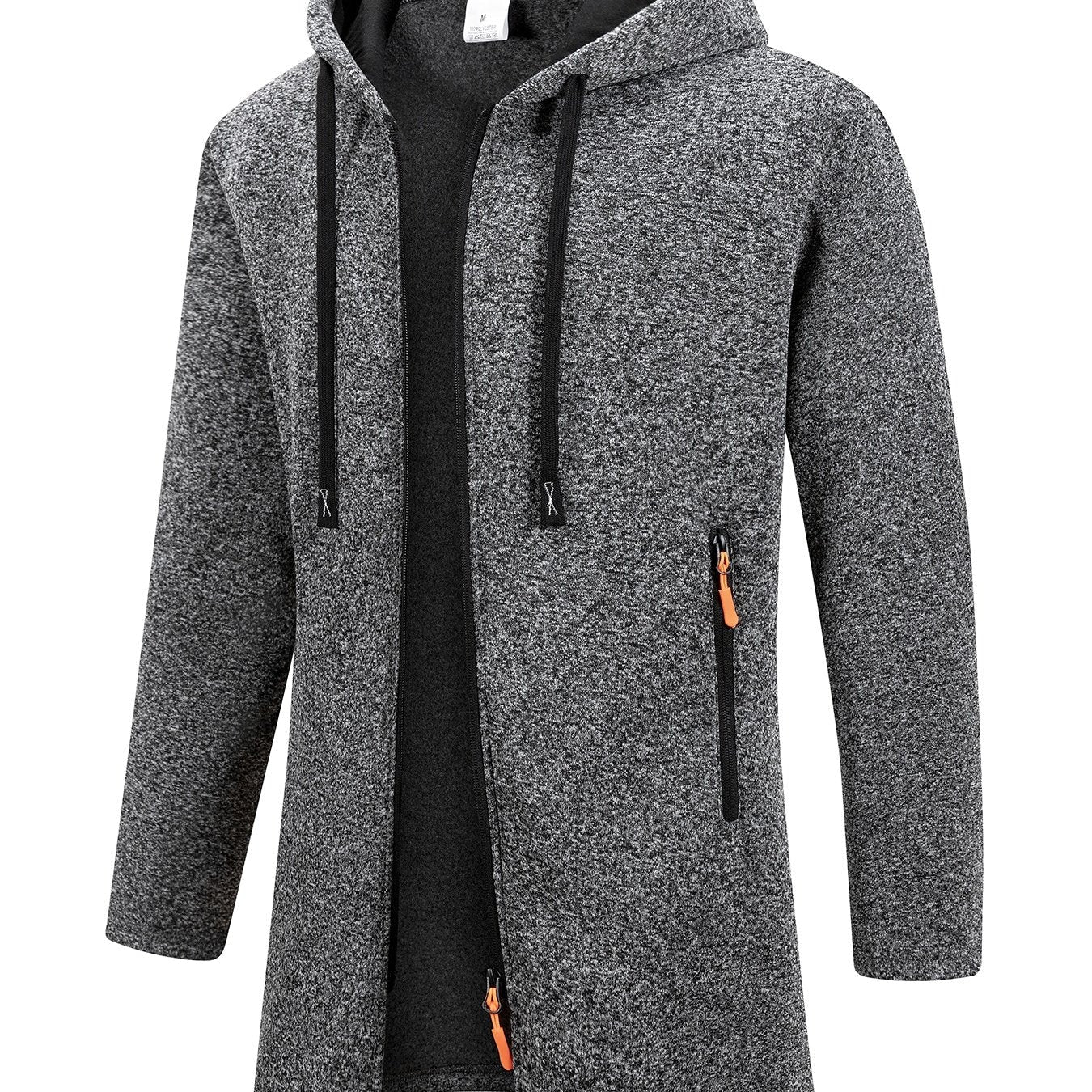 Trench long chaud doublé pour homme, automne/hiver, veste coupe ajustée, décontractée et à la mode, gris, tendance et polyvalente, haut doux et confortable, manches longues, col montant à fermeture éclair en tricot pour homme, couleur unie, pour les rasse — 15
