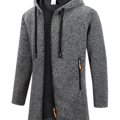 Trench long chaud doublé pour homme, automne/hiver, veste coupe ajustée, décontractée et à la mode, gris, tendance et polyvalente, haut doux et confortable, manches longues, col montant à fermeture éclair en tricot pour homme, couleur unie, pour les rasse — 15