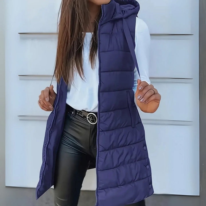RAIN™ - Casual Sleeveless Hood Long Puffer Vest — 8