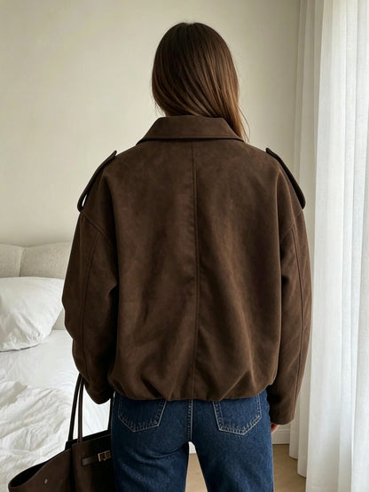 Manteau Femme Printemps Automne Nouveauté Mélange Couleur Unie Ambiant Manches Longues Mode Polyvalent Style Paresseux Veste — 2